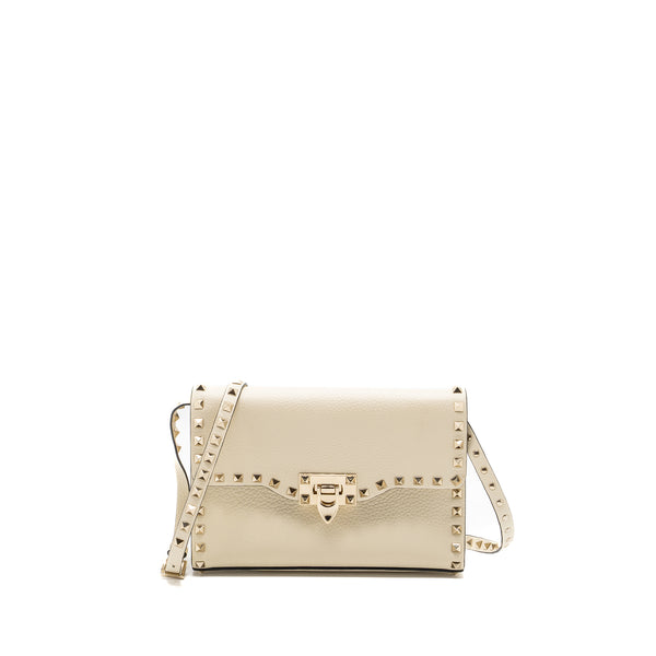 Valentino Small Rockstud Crossbody Bag Grained Calfskin Light Ivory LGHW