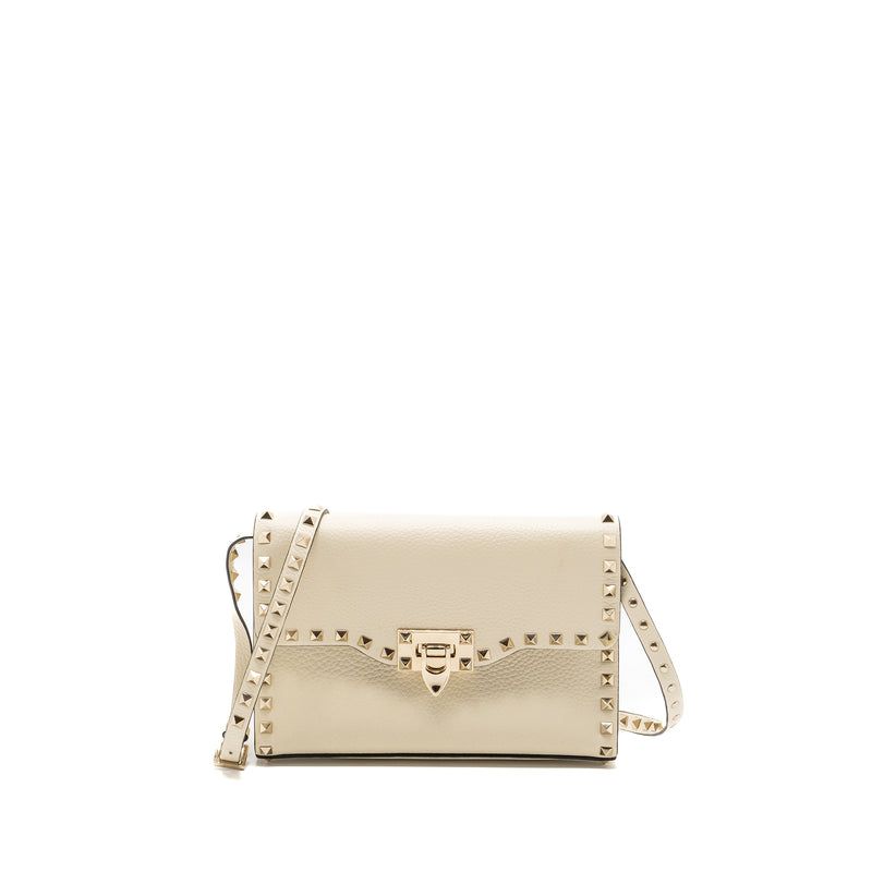 Valentino Small Rockstud Crossbody Bag Grained Calfskin Light Ivory LGHW