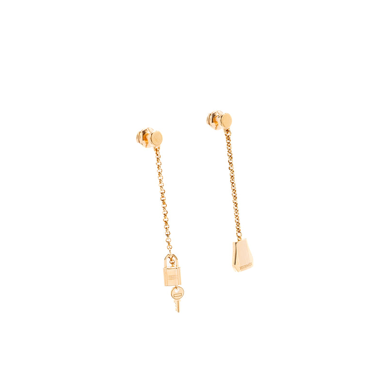 HERMES Kelly Clochette Earrings Rose Gold
