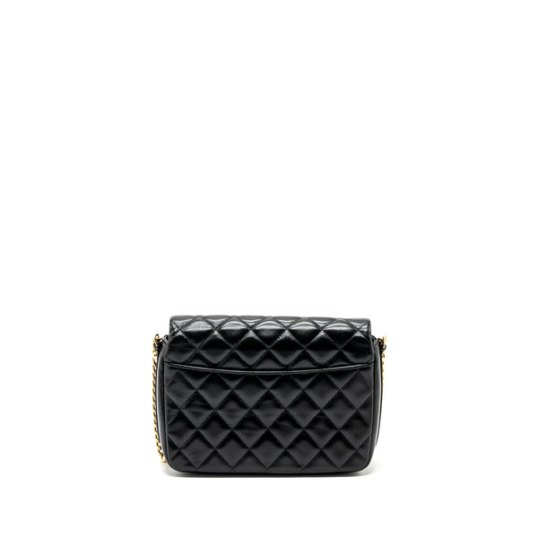 Chanel Giant CC Logo Flap bag Lambskin Black GHW(microchip)