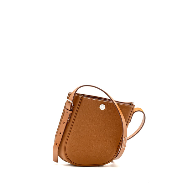 Hermes Perspective Cavaliere 21 Bag Togo/Vache Hunter Gold/Fauve SHW Stamp Z
