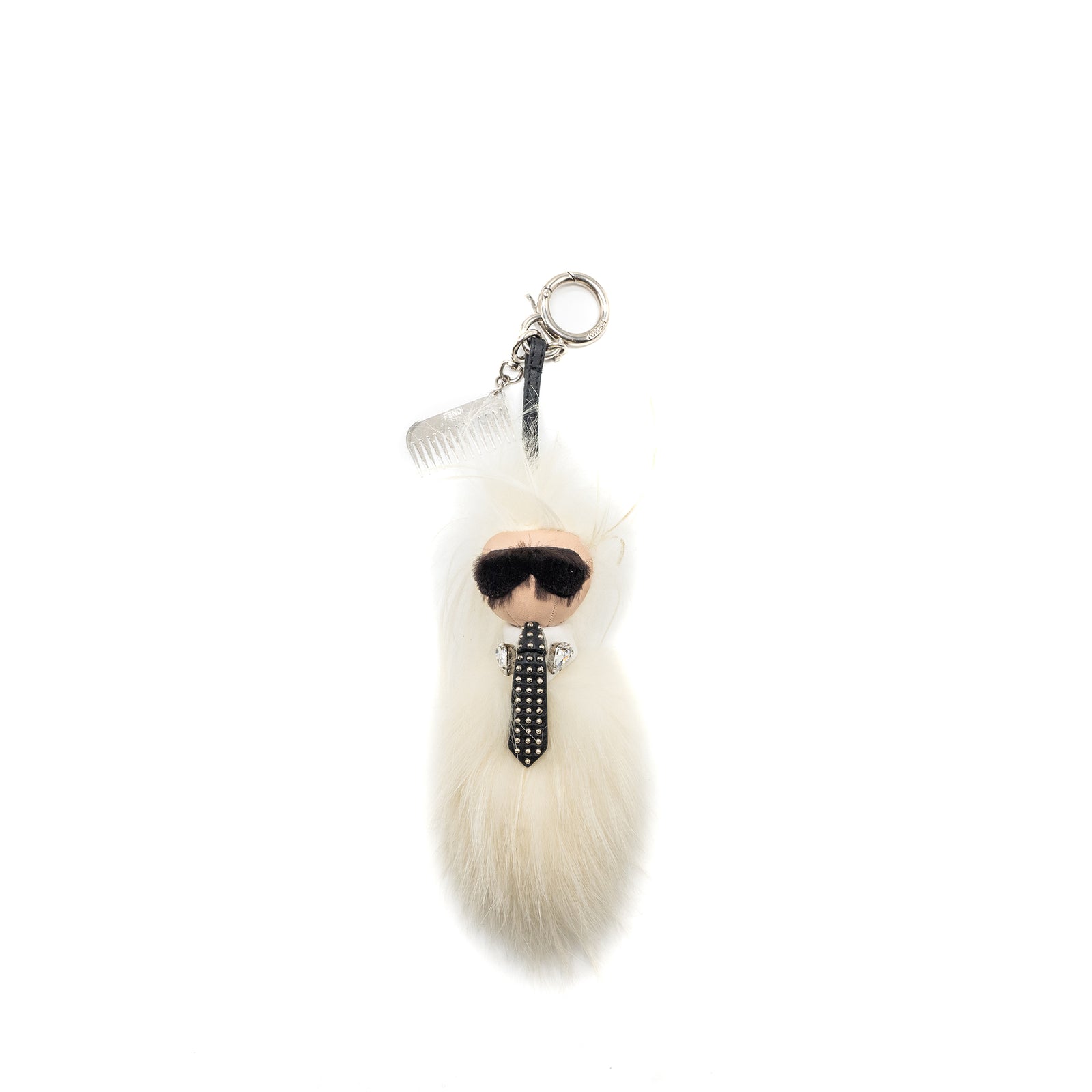 Fendi Karl Lagerfeld Keyring Charm Black/ White Fur SHW