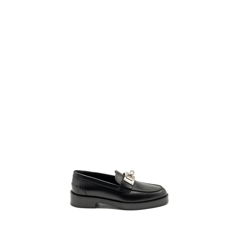 Hermes Size 39 Mocassins Hot Loafer Calfskin Black SHW