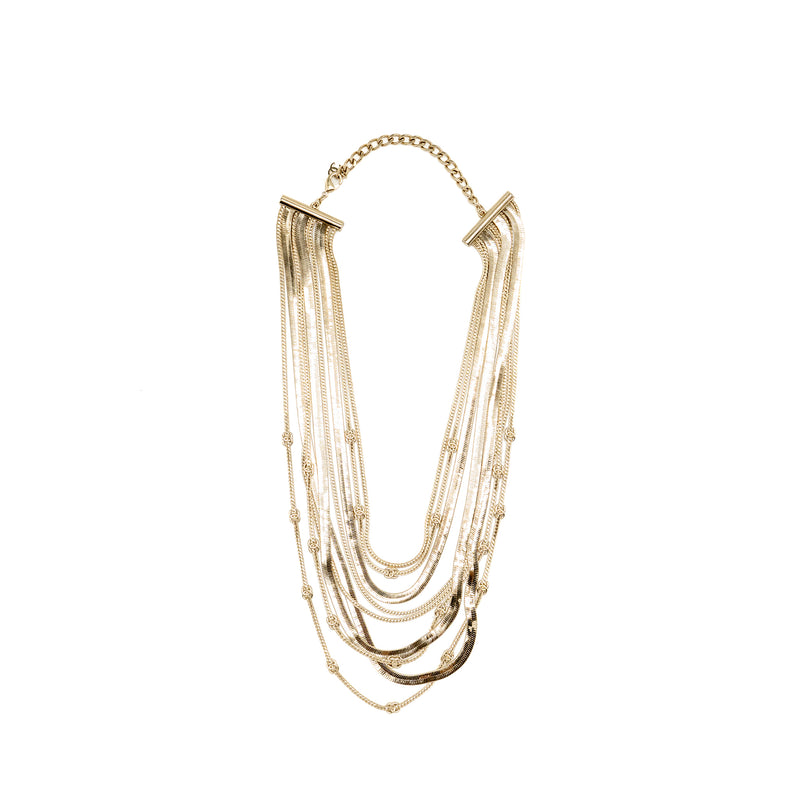 Chanel CC Necklace Metal Chain Necklace Light Gold Tone