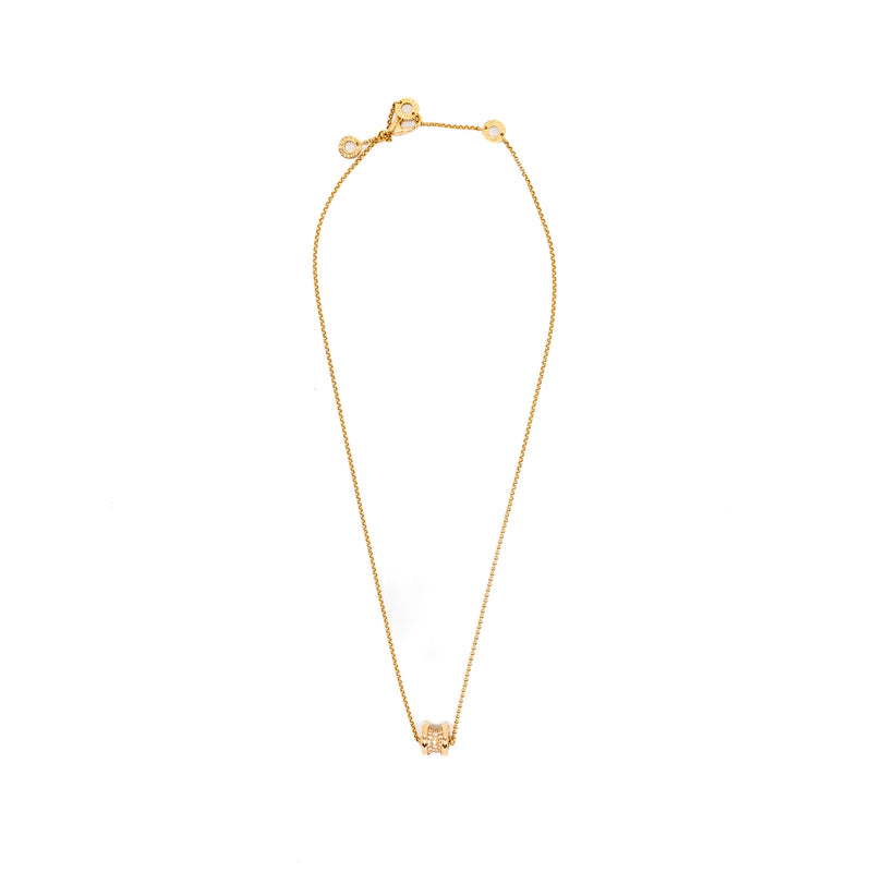 Bvlgari Mini B Zero Necklace Rose Gold Paved Diamonds