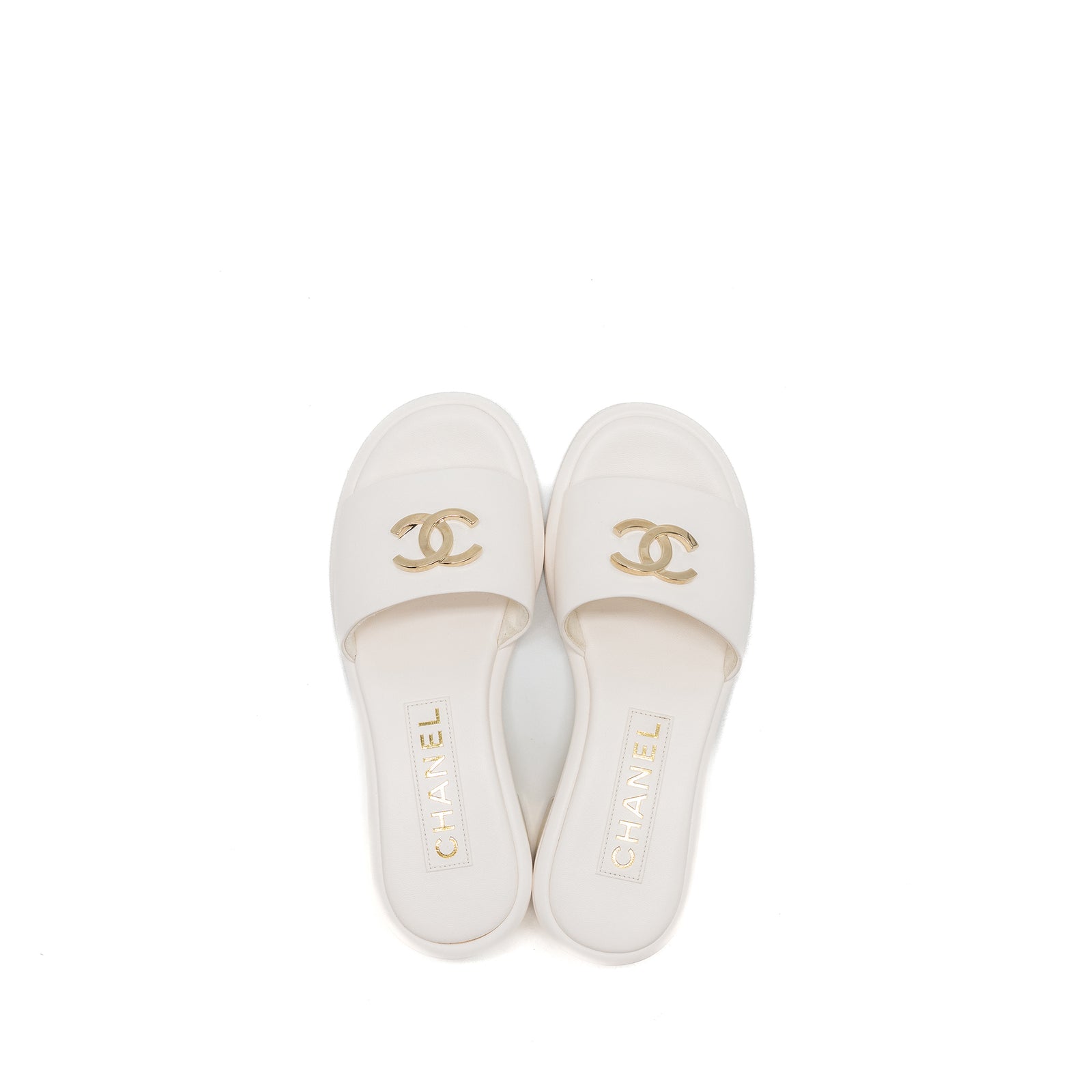 CHANEL ミュール 36 ホワイト Chanel Size 36 23K Mules Lambskin White SHW