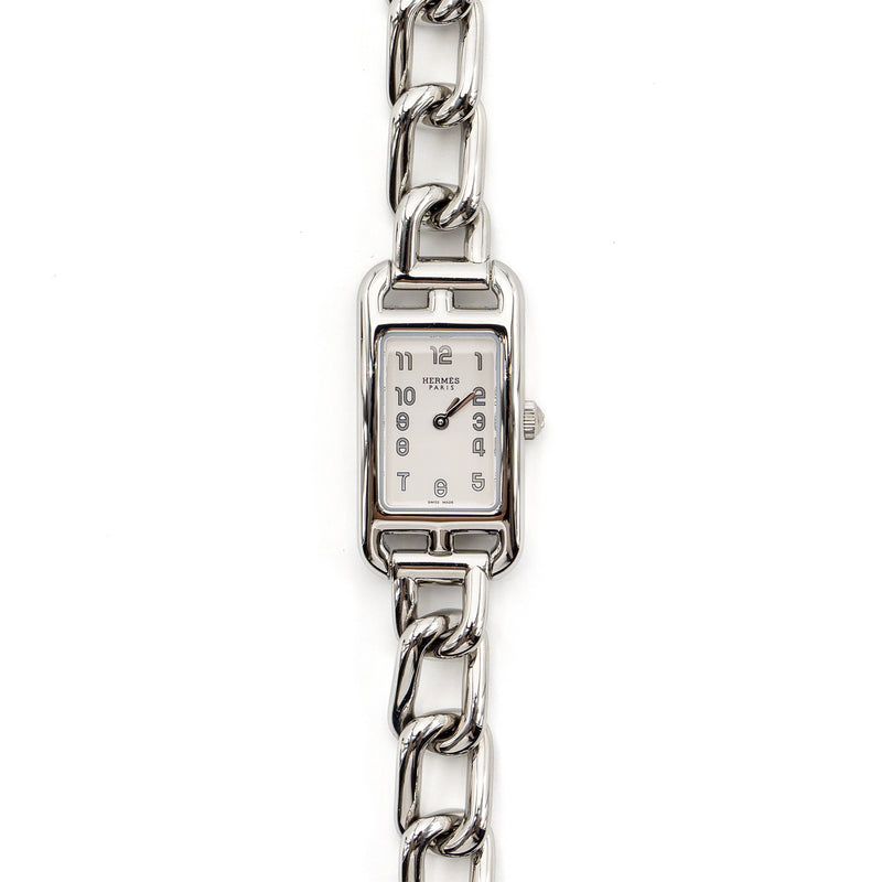 Hermes Nantucket watch small model, 29mm stainless steel white dial
