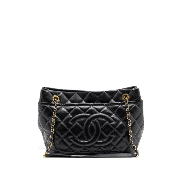 Chanel quilted shoulder shopping tote bag caviar black GHW