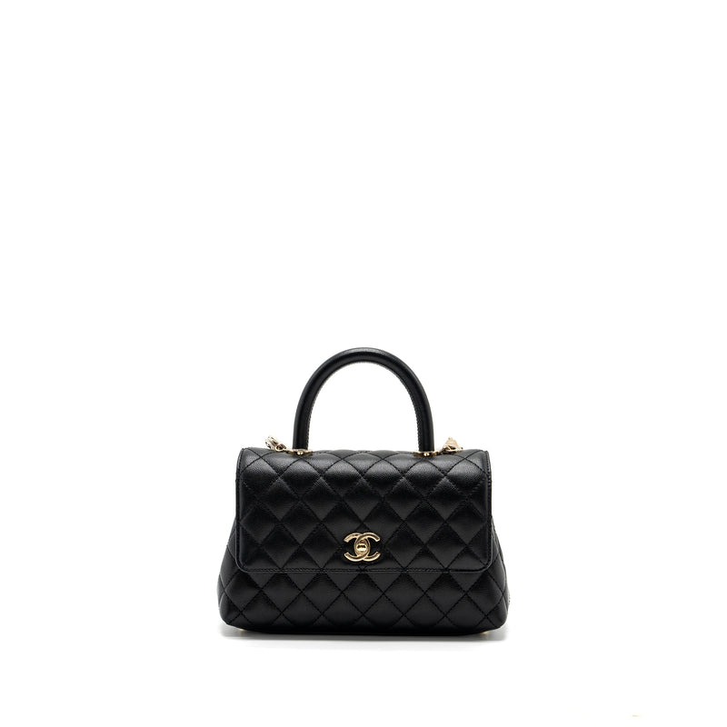 Chanel small coco handle caviar black LGHW (microchip)