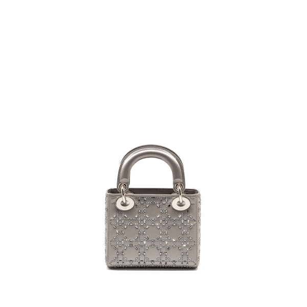 DIOR Mini Lady Dior Stain Crystal Grey SHW