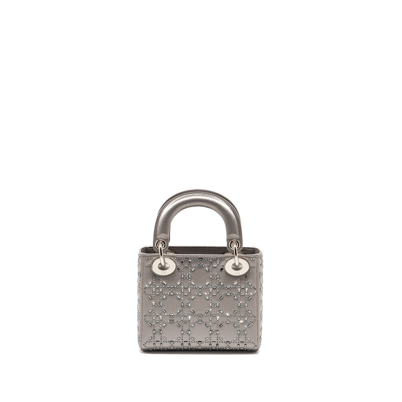 DIOR Mini Lady Dior Stain Crystal Grey SHW