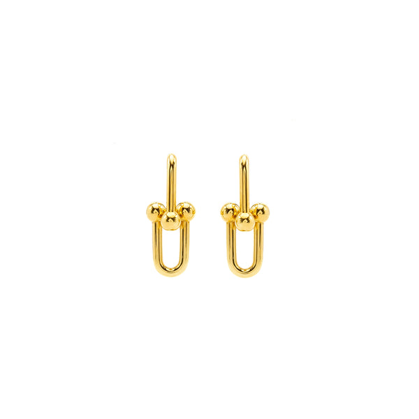 Tiffany Hardware Extra Large Link Earrings Yellow Gold