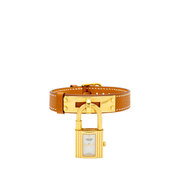 Hermes Kelly PM Cad Watch Epsom Gold GHW Stamp Y