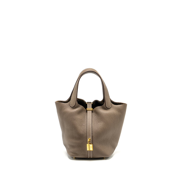 Hermes Picotin 18 Lock Bag Clemence Etoupe GHW Stamp D