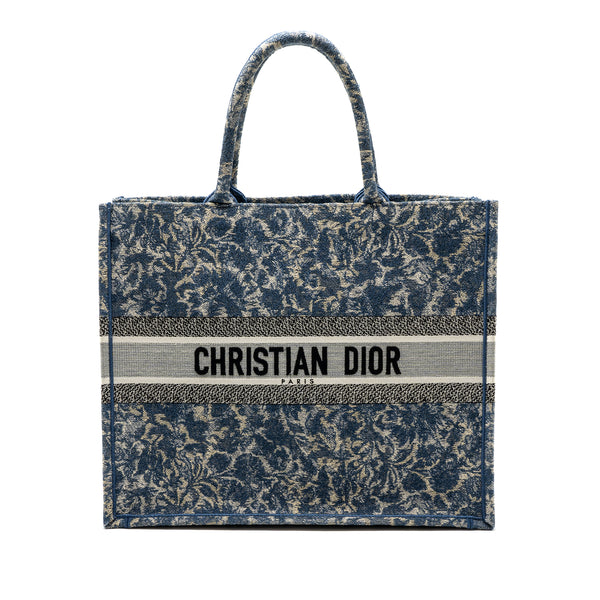 Dior large book tote limited print canvas blue/ grey/ multicolour