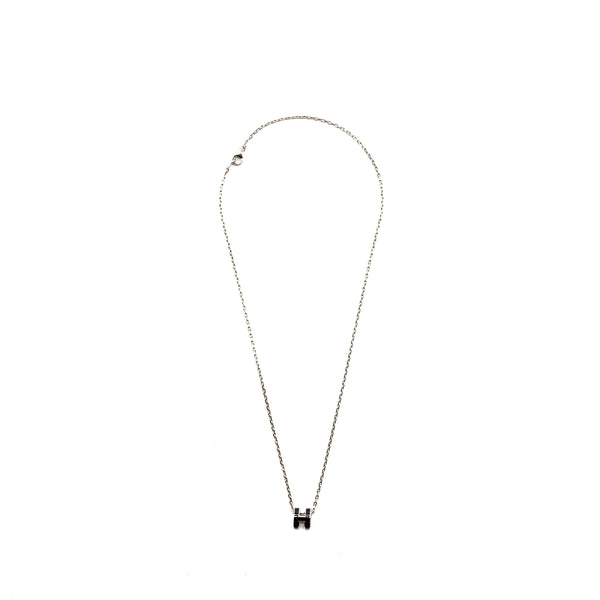 Hermes Mini Pop H Pendant Black SHW