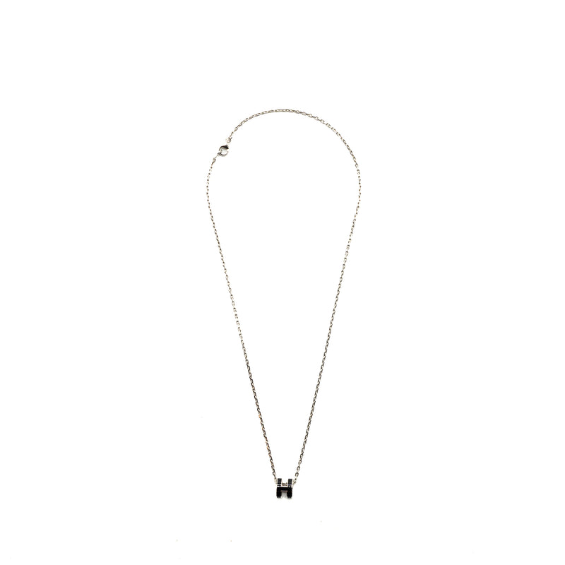 Hermes Mini Pop H Pendant Black SHW