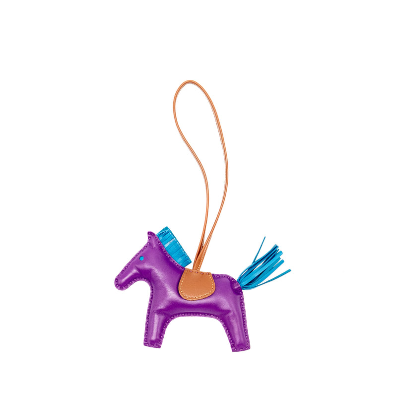 Hermes Rodeo MM Bag Charm Purple/Teal/Brown