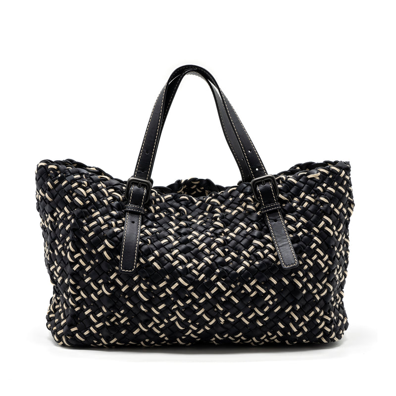 Bottega Veneta tote bag leather dark blue multicolour black hardware