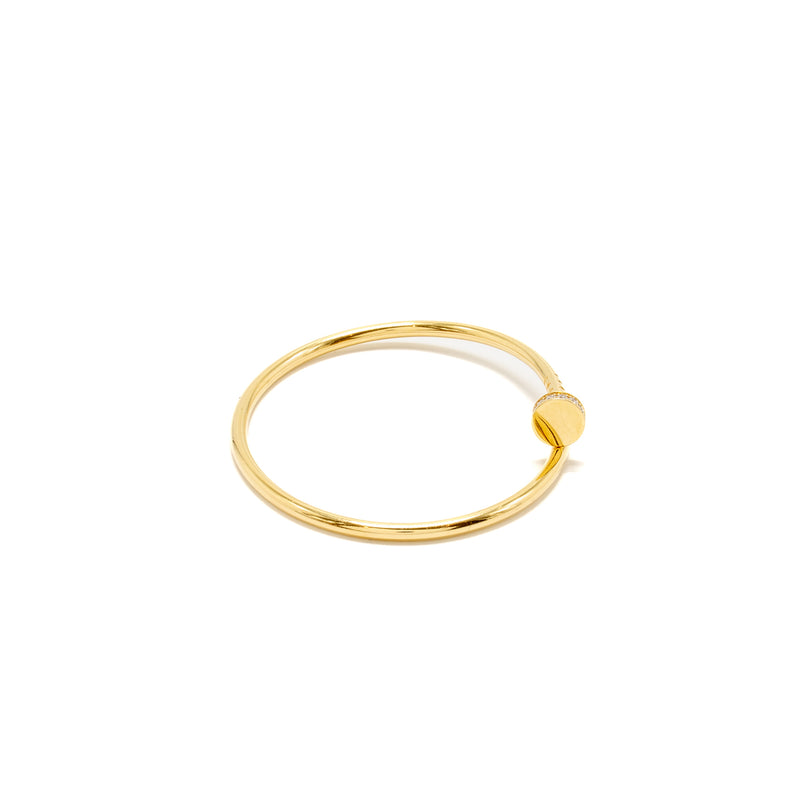 Cartier Size 15 Juste un Clou Bracelet, Small Model, Yellow Gold/Diamonds