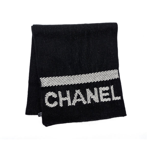 Chanel Letter Scarf Cashmere Black/White