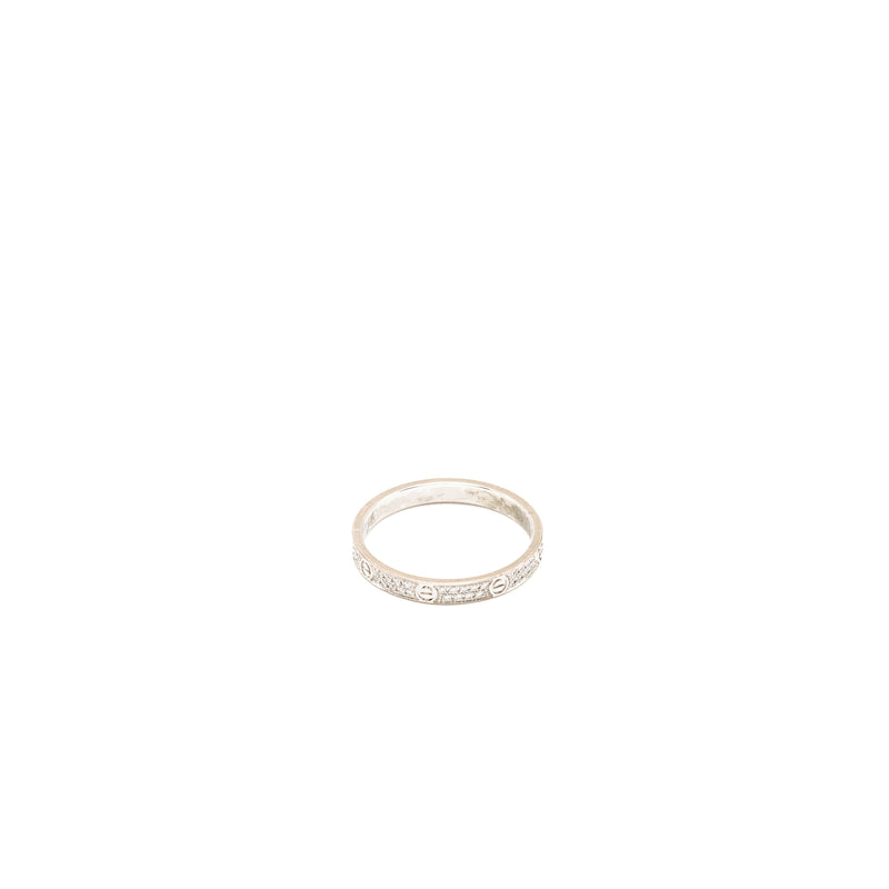 Cartier Size 55 Love Ring, Mini Model White Gold, Diamonds