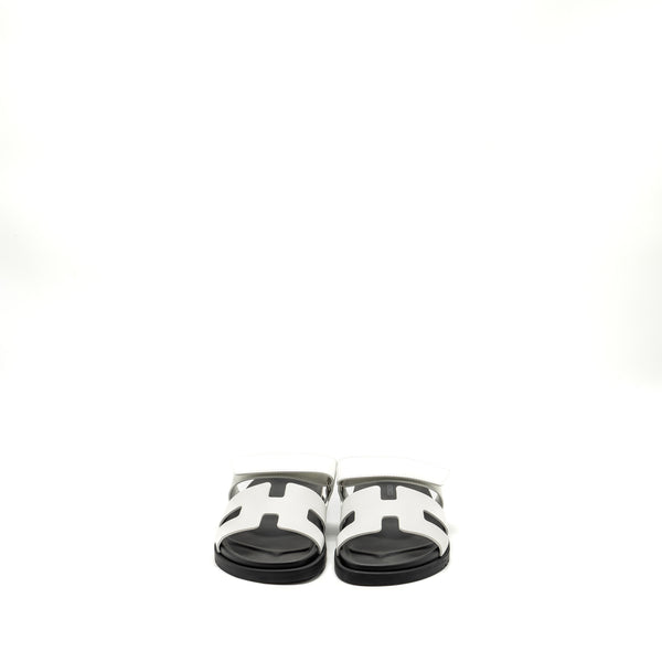 Hermes size 39 chypre sandal calfskin white / black