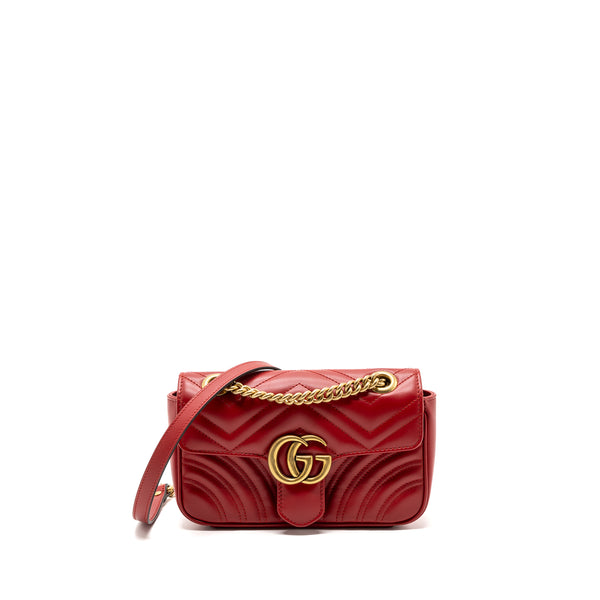 Gucci mini GG marmont shoulder bag calfskin red GHW