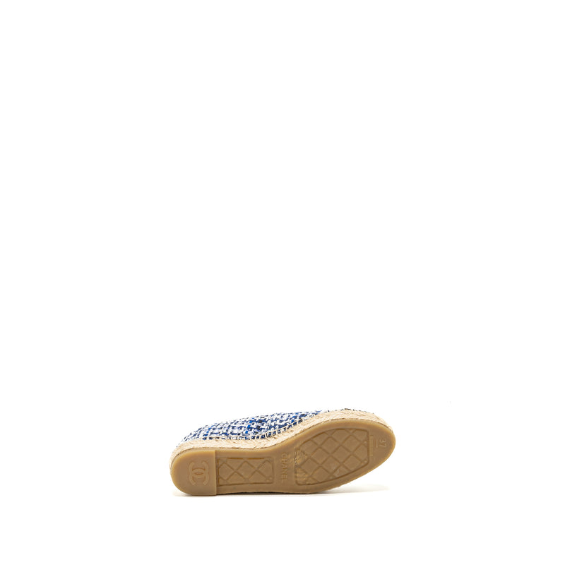 Chanel Size 37 Espadrilles Tweed/Cotton Blue/Multicolour