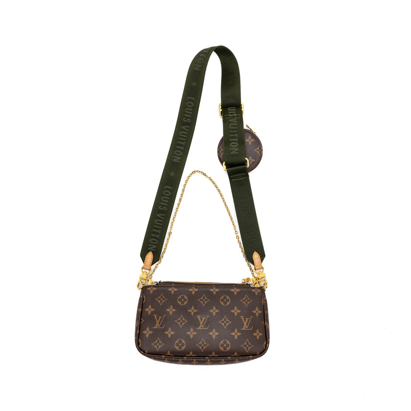 Louis Vuitton Multi Pochette Accessories Monogram Canvas Khaki Strap GHW