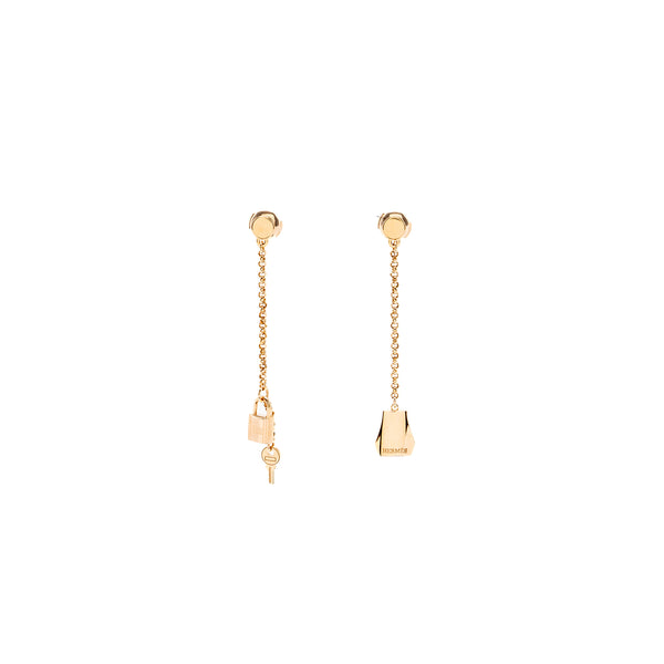 HERMES Kelly Clochette Earrings Rose Gold