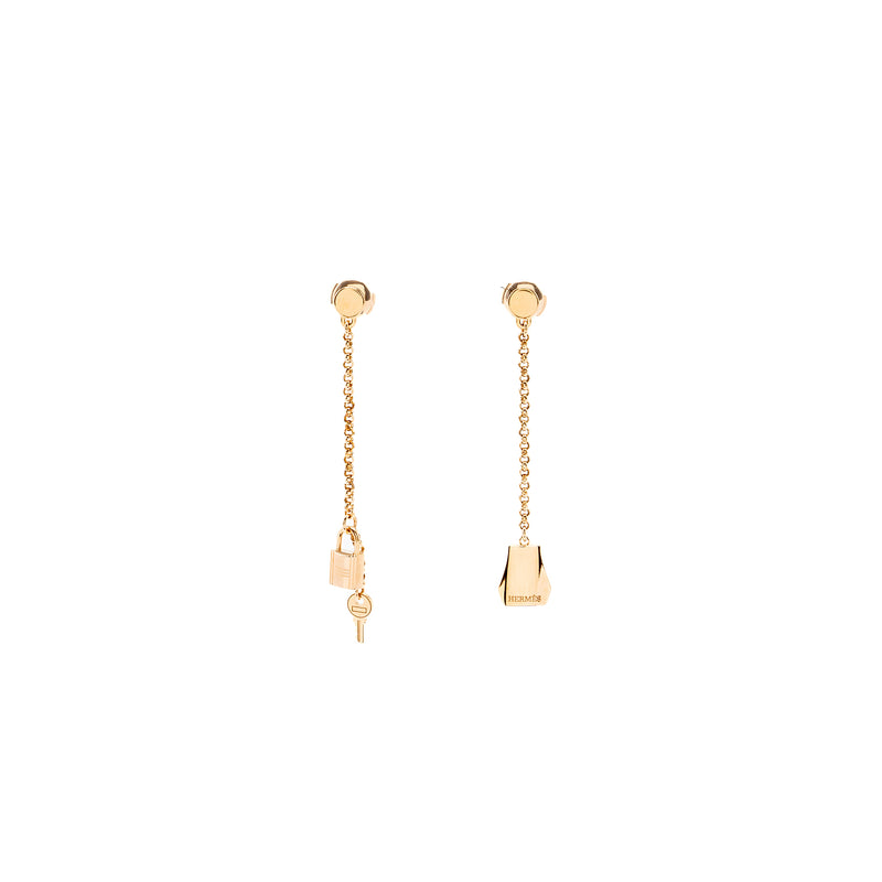 HERMES Kelly Clochette Earrings Rose Gold