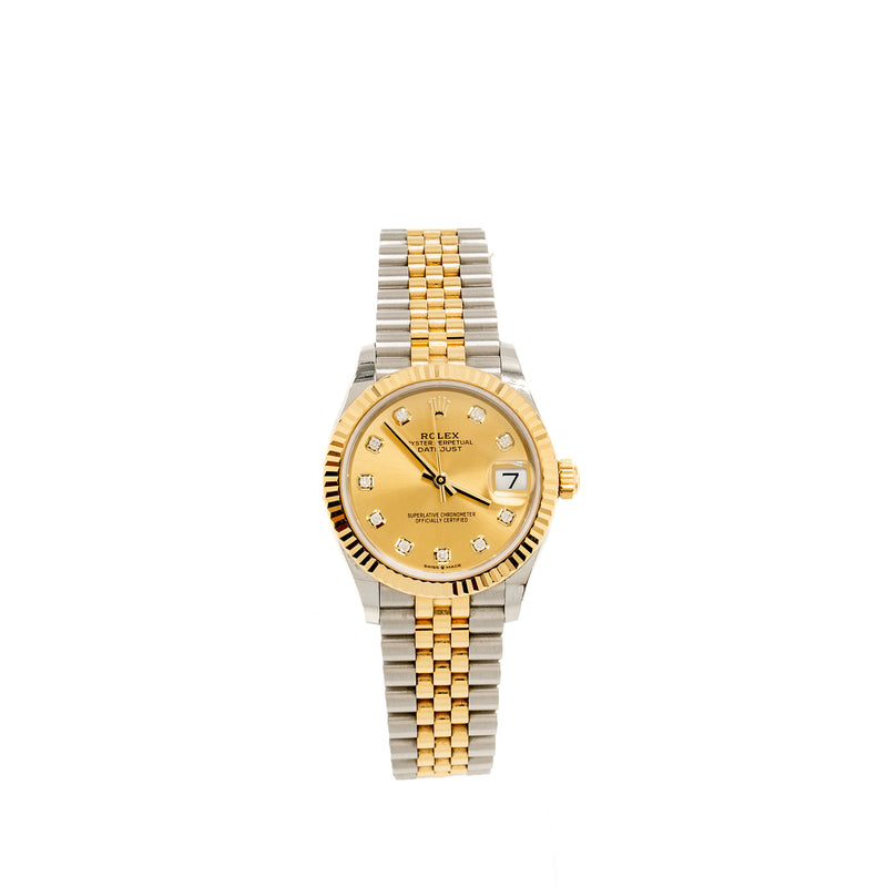 Rolex Datejust 31MM Oystersteel/Yellow Gold Champagne Dial with Diamonds, Jubilee Bracelet M:278273-0026