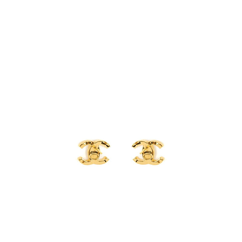 Chanel CC logo with crystal earrings gold tone