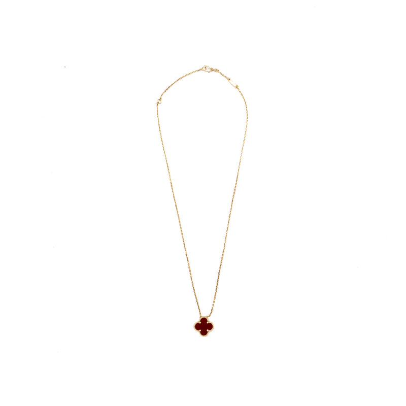 Van Cleef & Arpels Vintage Alhambra Pendant Carnelian Yellow Gold