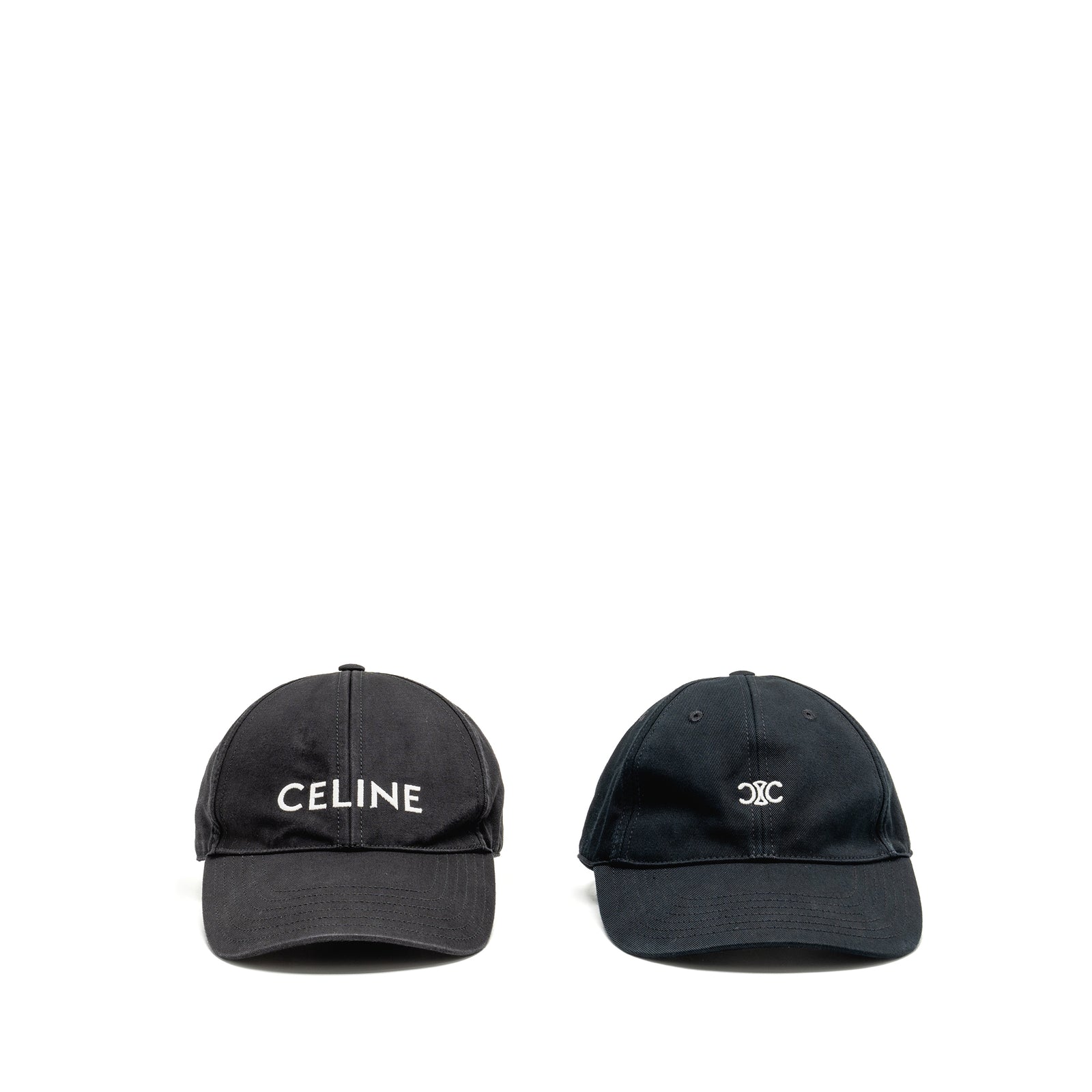 Celine Black Baseball Cap with White Logo looking good Celine Black Cotton Baseball Cap Size M International main image 2