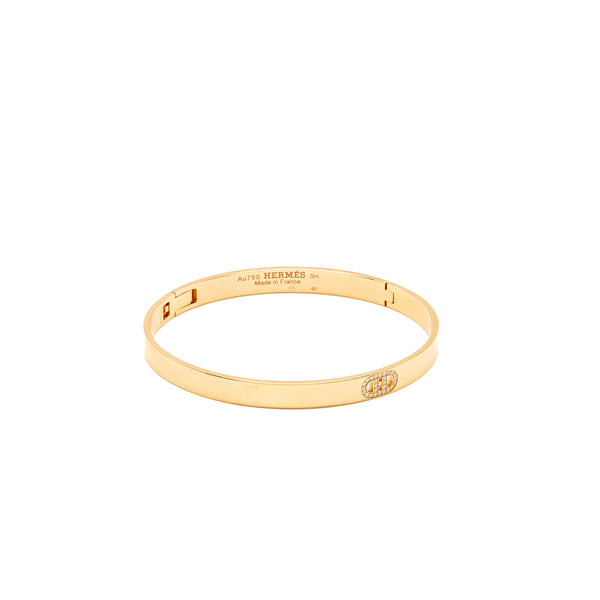Hermes Size SH H d’Ancre Bracelet, Small Model, Rose Gold/Diamonds