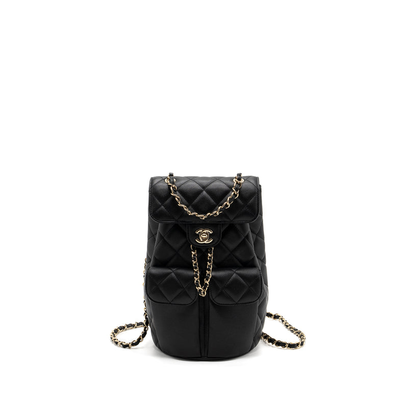 CHANEL 22S Black Caviar Mini Bucket Bag Light Gold Hardware