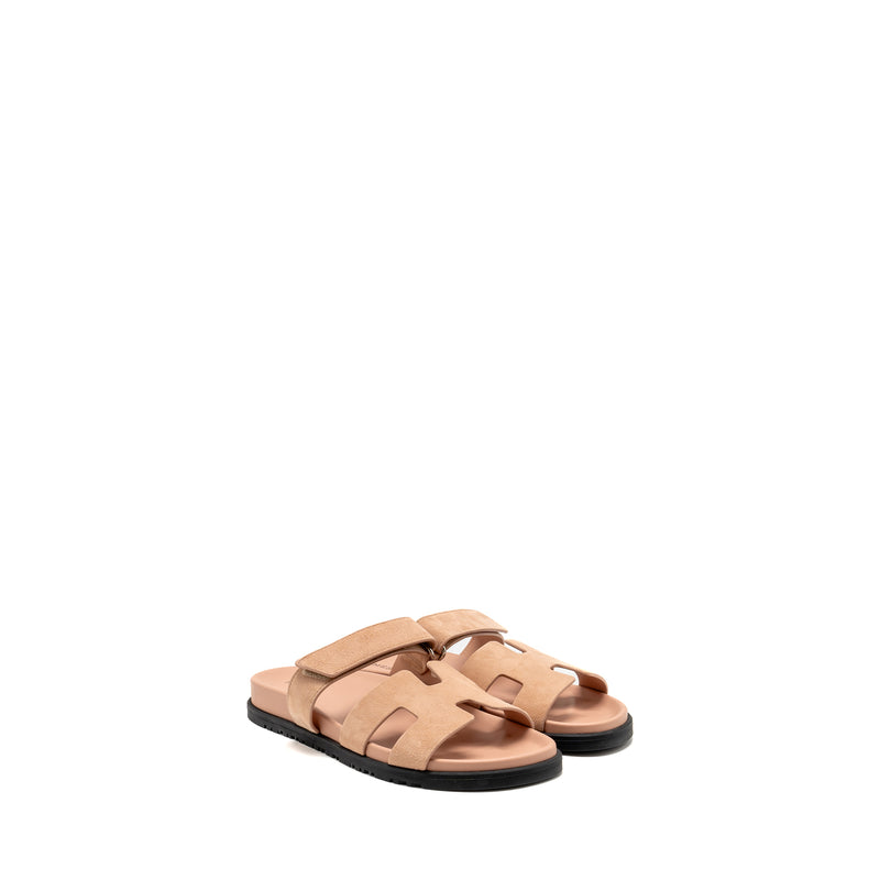 Hermes Size 40 Femme Chypre Sandals Chevre Goatskin/Suede Nude