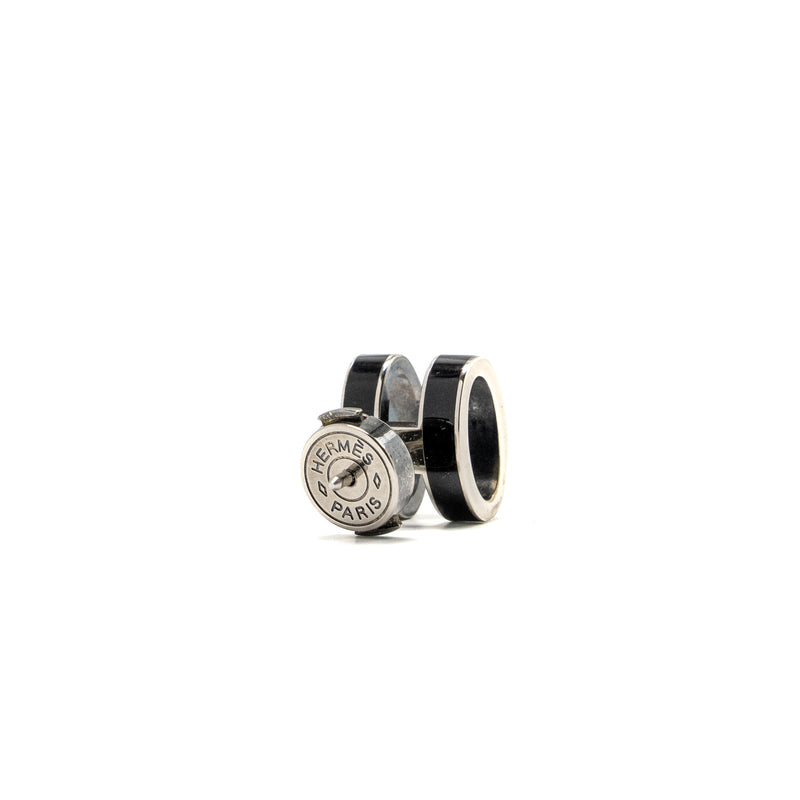 Hermes pop H earrings black SHW