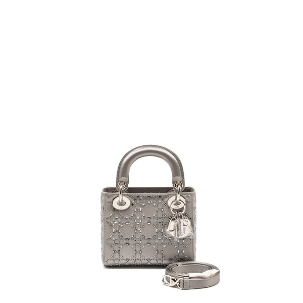 DIOR Mini Lady Dior Stain Crystal Grey SHW