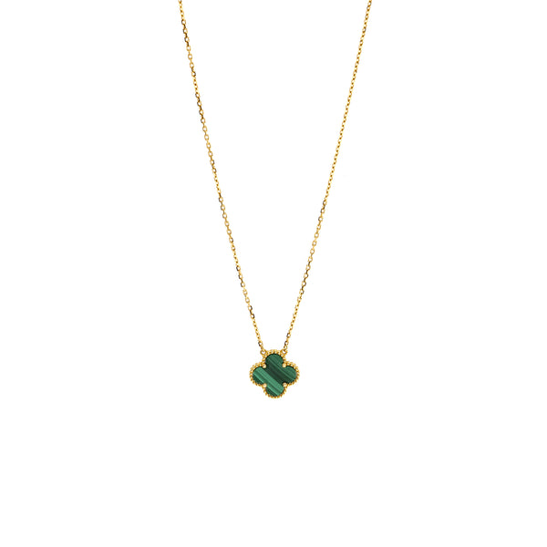 Van Cleef & Arpels Vintage Alhambra Pendant Malachite, Yellow Gold