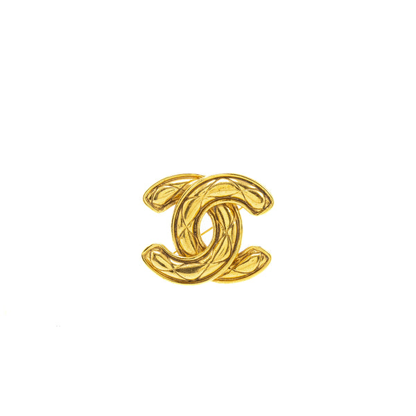 Chanel Vintage quilted CC logo Brooch Large model GOld TOne