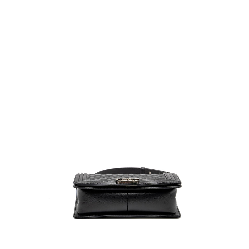 Chanel Medium Boy Bag Caviar Black Ruthenium Hardware (microchip)