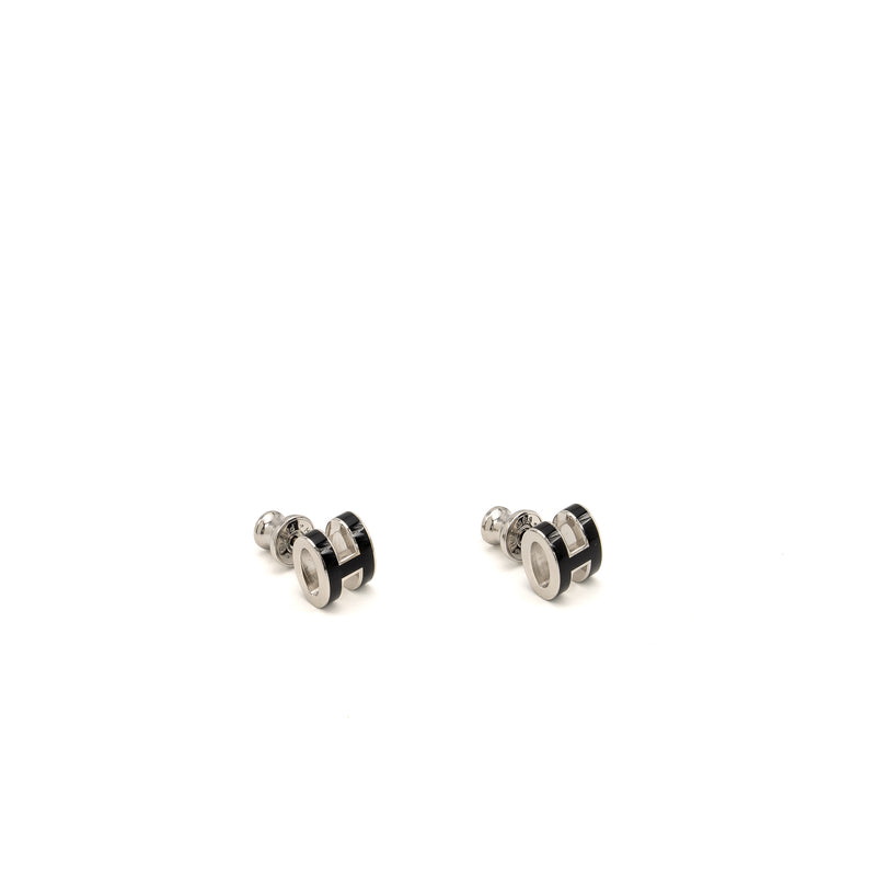 Hermes Mini Pop H earrings black SHW