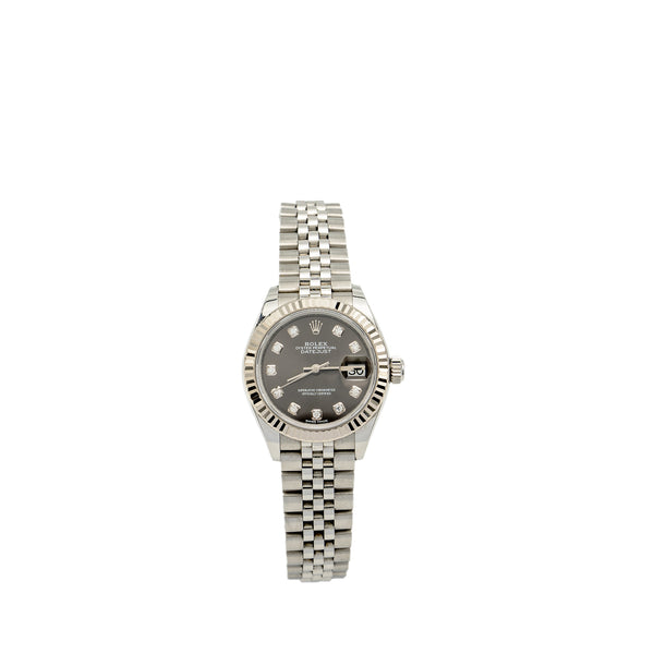 Rolex 28mm Lady-Datejust Oystersteel / White Gold Dark Grey Dial Jubilee Bracelet M:279174-0015