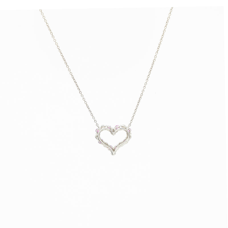 Tiffany Heart Pendant Platinum Pink/ White Diamonds
