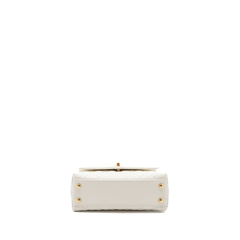Chanel 23P detailed top handle Small coco handle caviar white GHW (microchip )