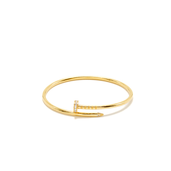 Cartier Size 15 Juste un Clou Bracelet, Small Model, Yellow Gold/Diamonds