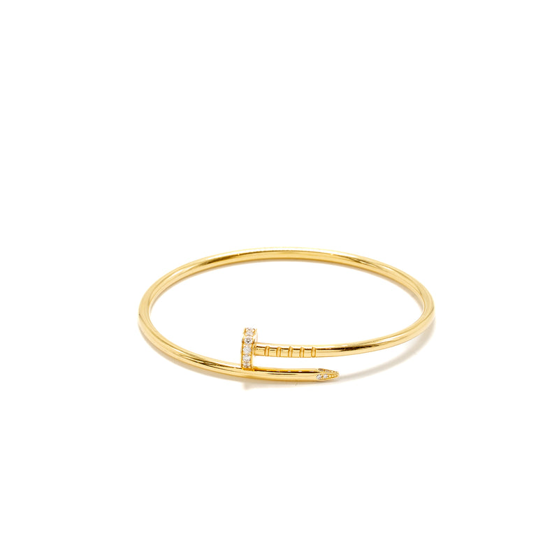 Cartier Size 15 Juste un Clou Bracelet, Small Model, Yellow Gold/Diamonds